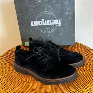 Black leather & velvet Oxford shoes 9.5